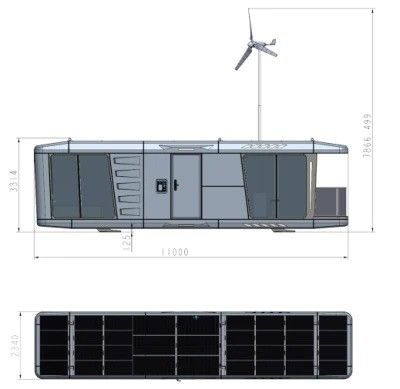 가접 된 철 프레임 구조와 함께 Prefab 우주 캡슐 빌라 하우스